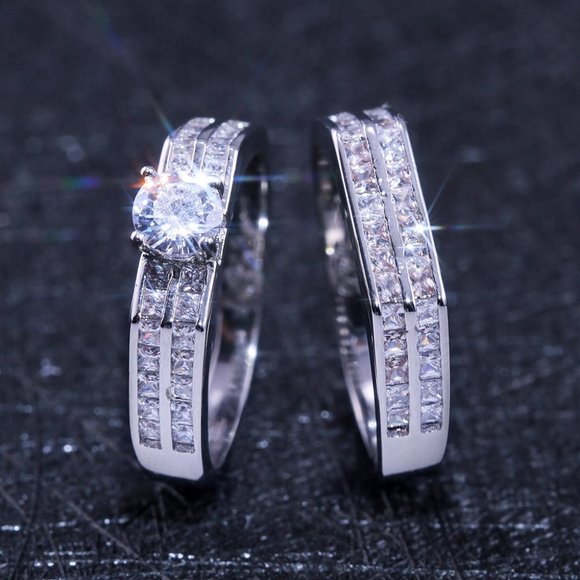 🎁 925 Silver Plated Sparkling Engagement/Wedding Ring for Couples, VIP026 - Picture 4 of 7
